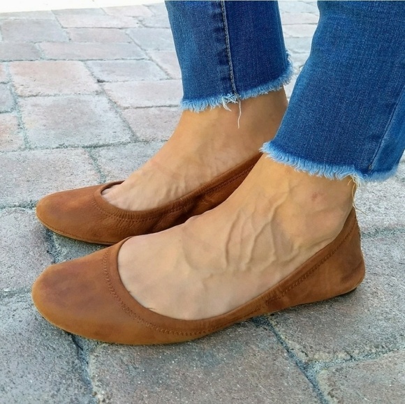 Lucky Brand Cognac Leather Erin Flats Size 8 / 38.5 - Picture 1 of 8